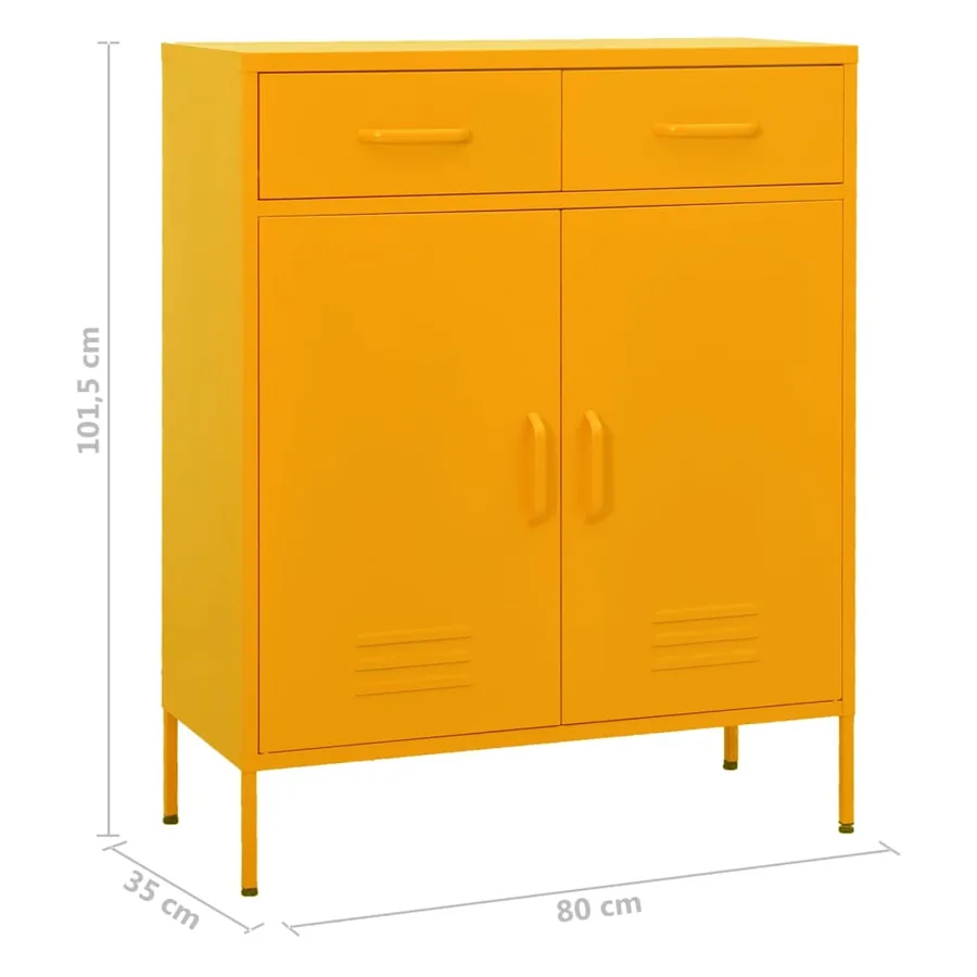 Armoire de rangement Jaune moutarde 80x35x101,5 cm Acier - 10