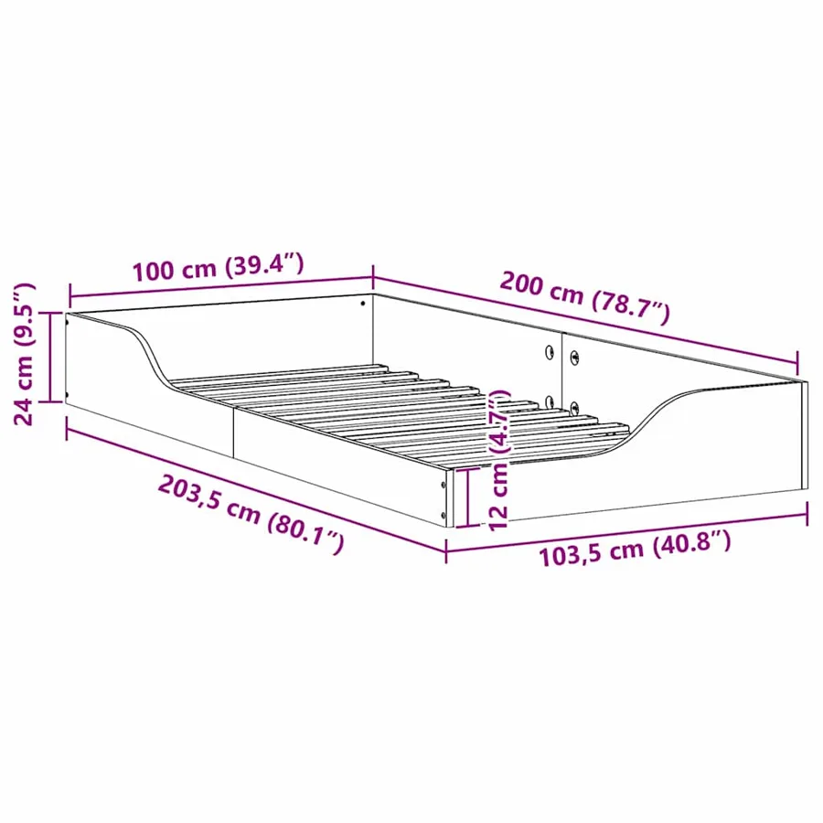 Cadre de lit Blanc 100 x 200 cm Pin massif - 8