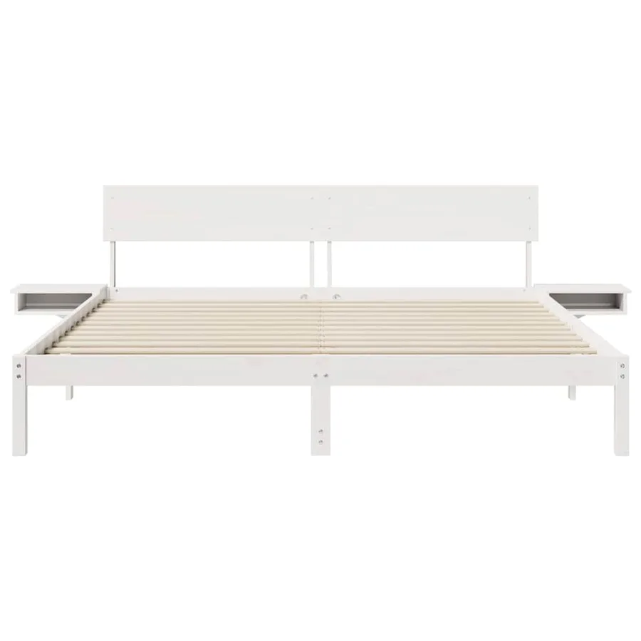 Cadre de lit avec tête de lit Blanc 180 x 200 cm Pin massif - 5