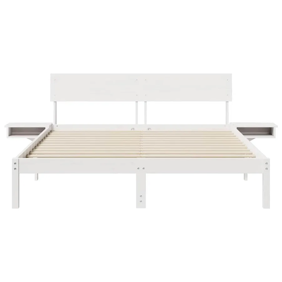 Cadre de lit avec tête de lit Blanc 160 x 200 cm Pin massif - 5