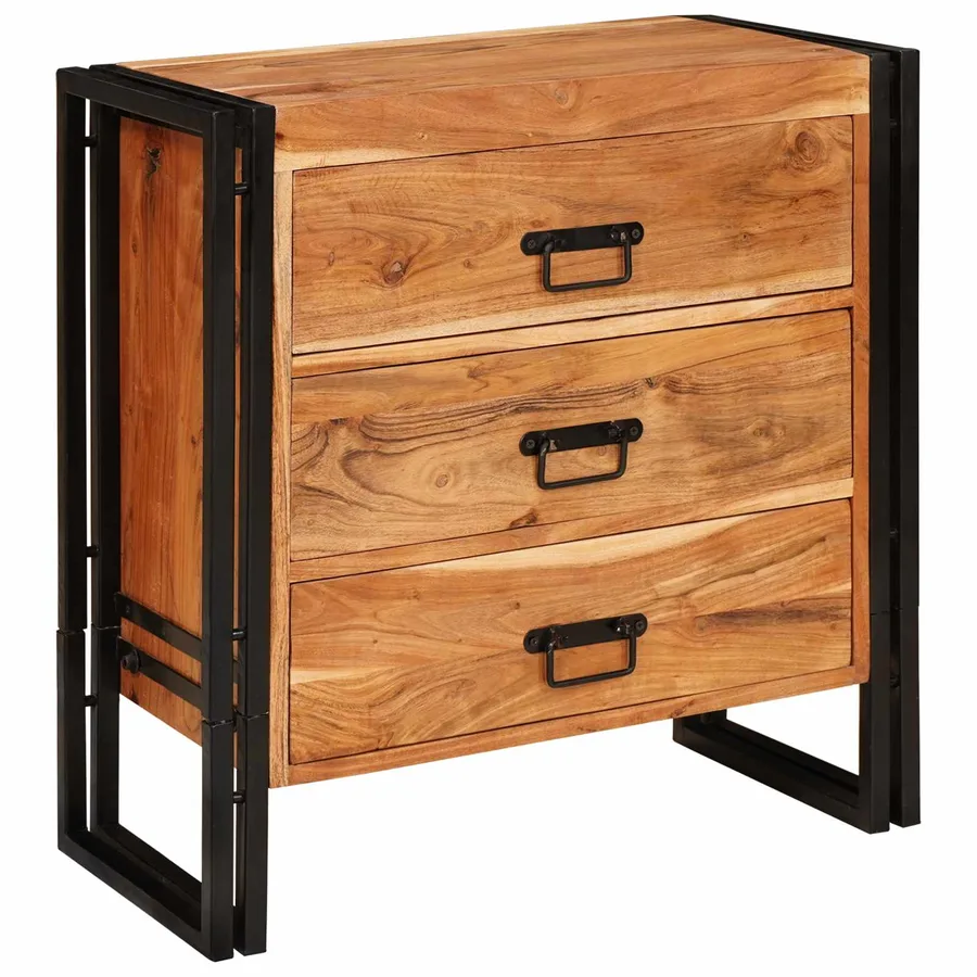 Buffet avec tiroir Marron 66 x 33 x 70 cm Bois d'Acacia Massif - 2