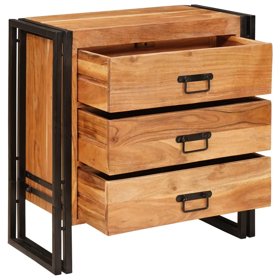 Buffet avec tiroir Marron 66 x 33 x 70 cm Bois d'Acacia Massif - 3