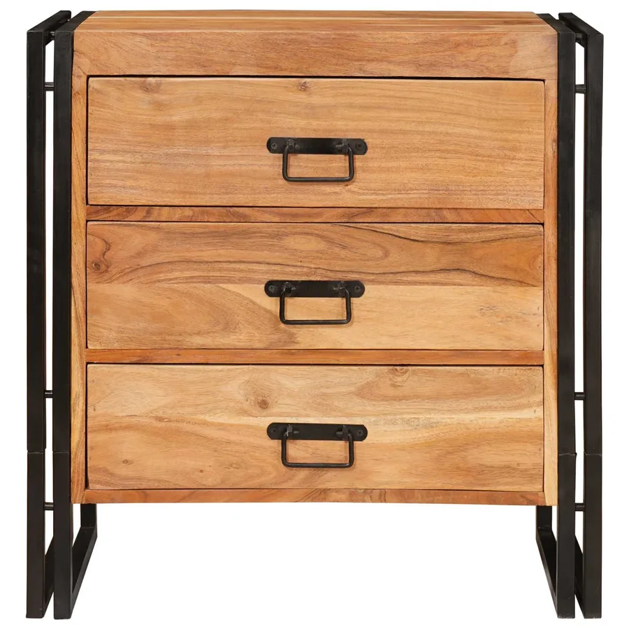 Buffet avec tiroir Marron 66 x 33 x 70 cm Bois d'Acacia Massif - 4