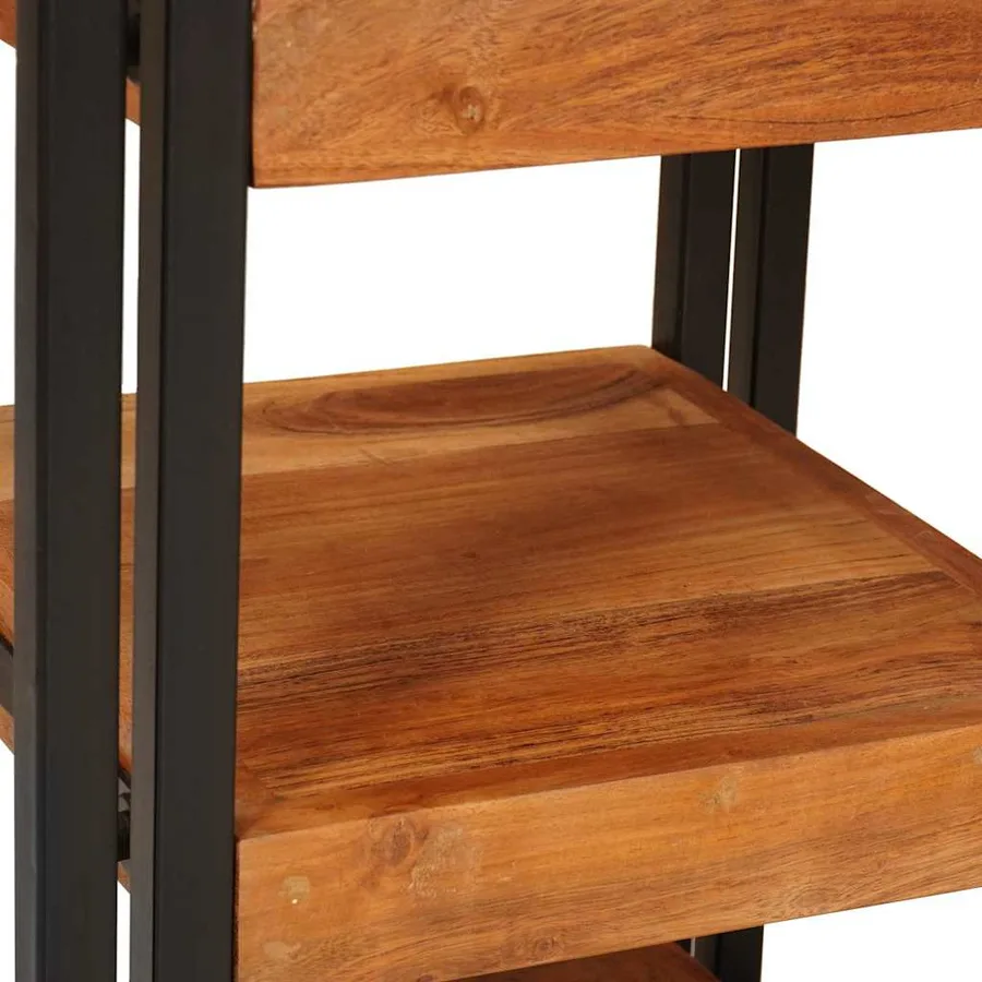 Table de chevet Marron et Noir Bois d'acacia massif - 10