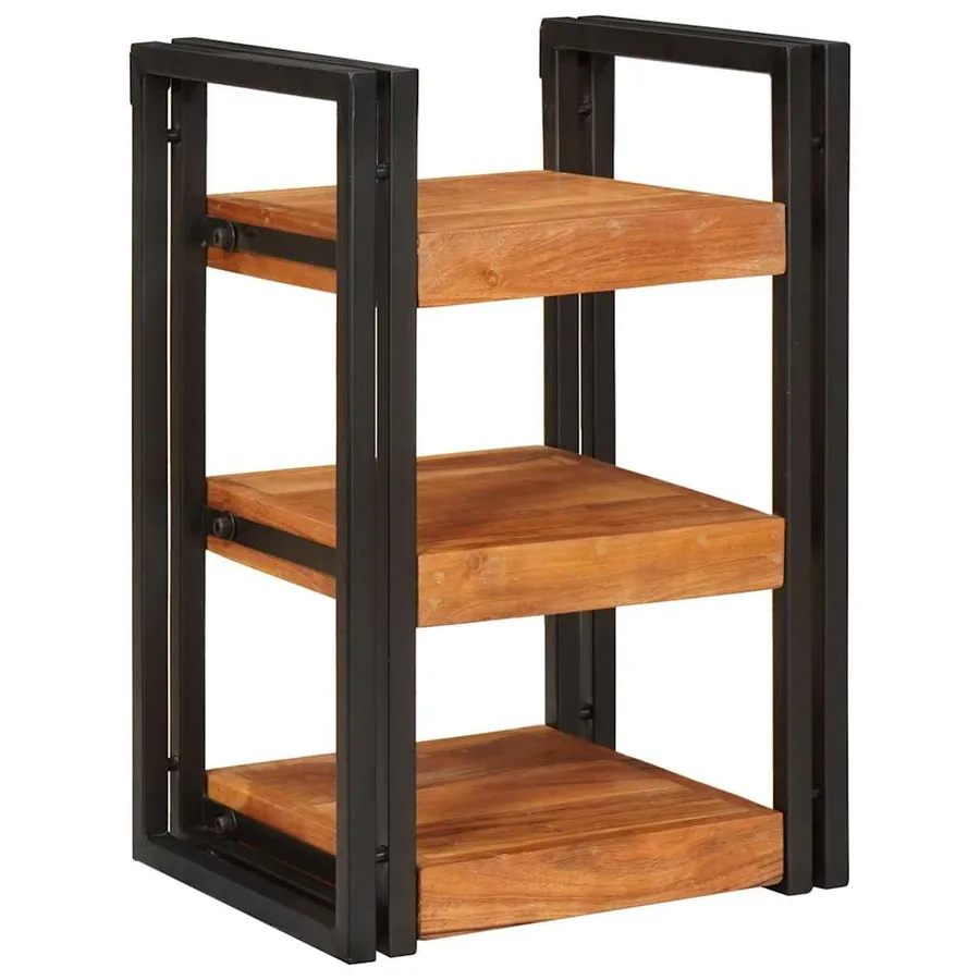 Table de chevet Marron et Noir Bois d'acacia massif - 3