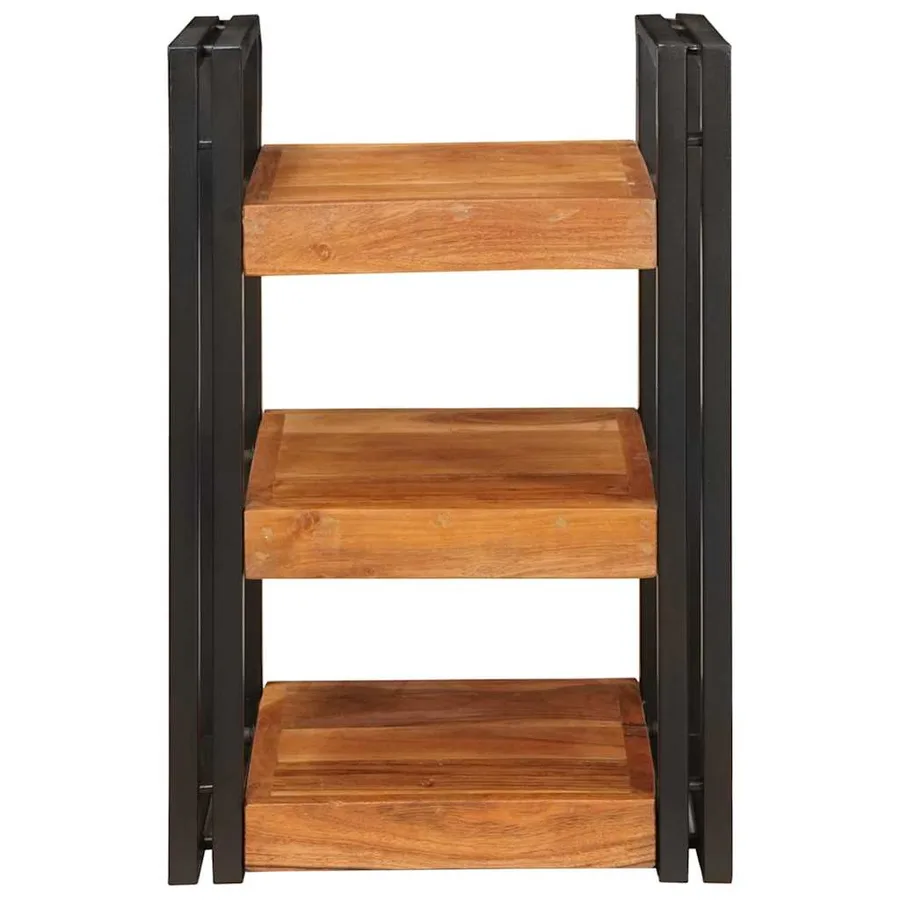Table de chevet Marron et Noir Bois d'acacia massif - 4
