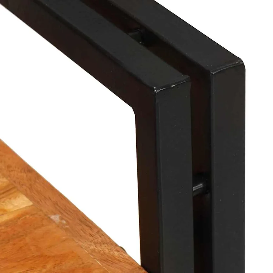 Table de chevet Marron et Noir Bois d'acacia massif - 7