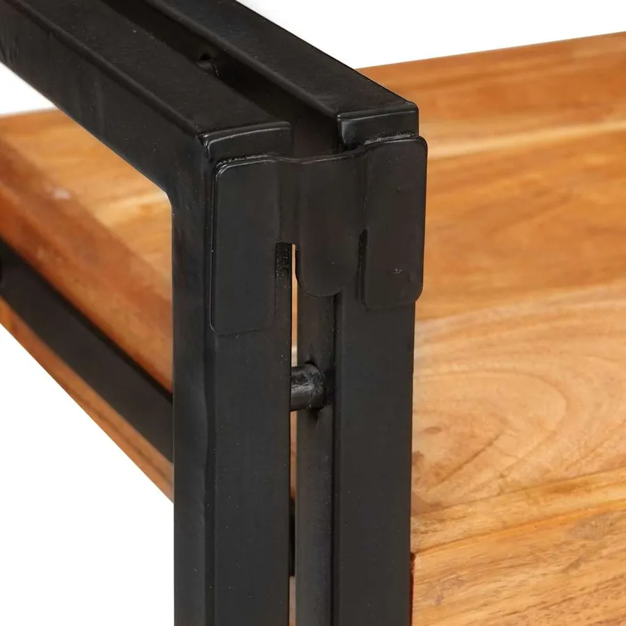 Table de chevet Marron et Noir Bois d'acacia massif - 8