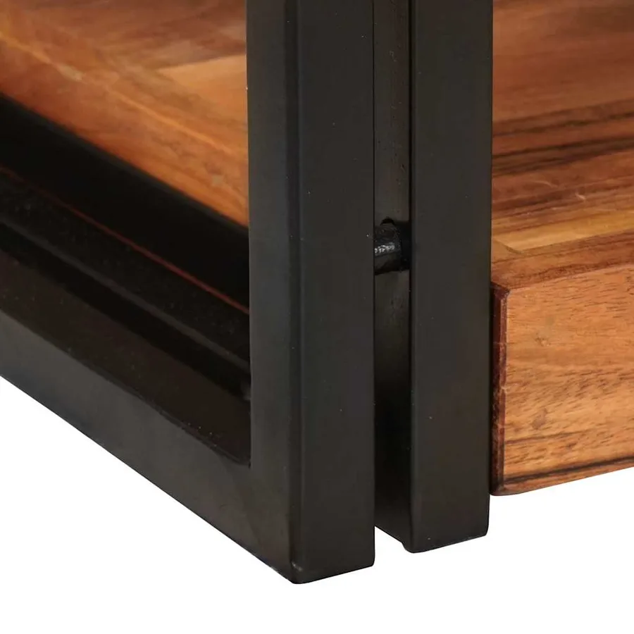 Table de chevet Marron et Noir Bois d'acacia massif - 9