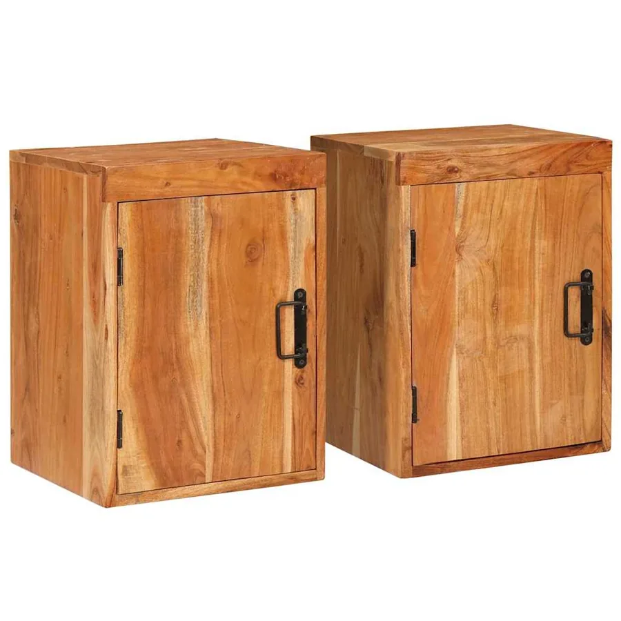 Table de chevet 2 pcs Marron Bois d'acacia massif
