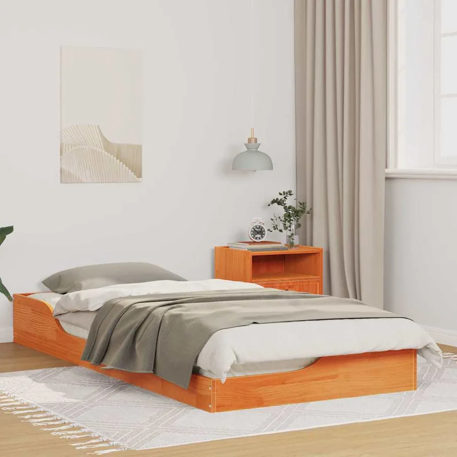 Cadre de lit Brun cire 90 x 200 cm Pin massif