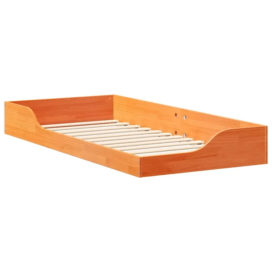 Cadre de lit Brun cire 90 x 200 cm Pin massif - 4