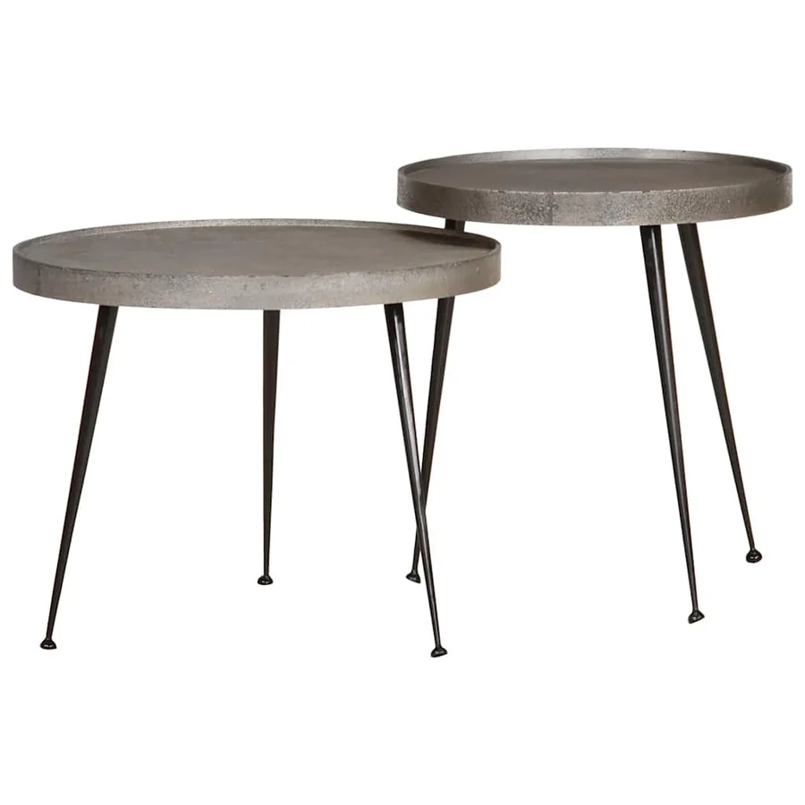 Table basse 2 pcs en bois composite argenté