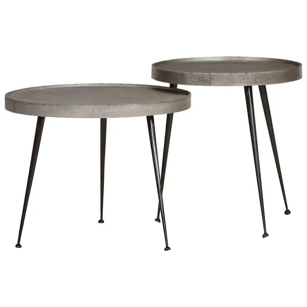 Table basse 2 pcs en bois composite argenté