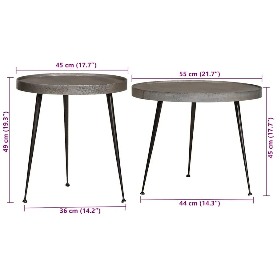 Table basse 2 pcs en bois composite argenté - 10