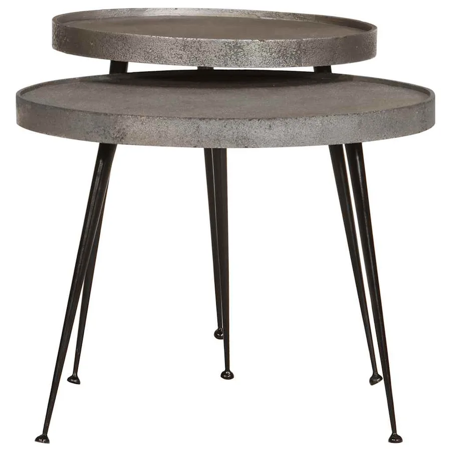 Table basse 2 pcs en bois composite argenté - 2