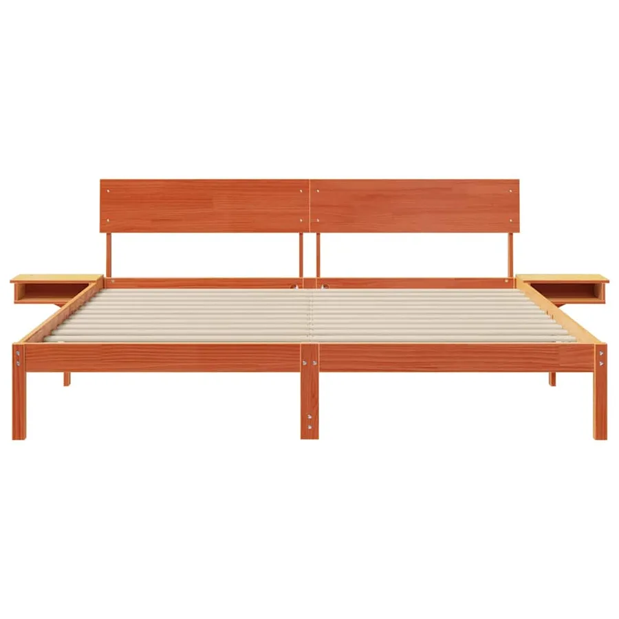 Cadre de lit avec tête de lit Brun cire 200 x 200 cm Pin massif - 5