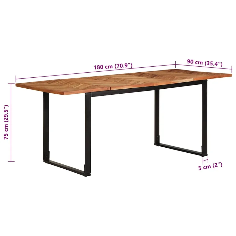 Table à manger 180x90x75 cm bois massif d'acacia - 9