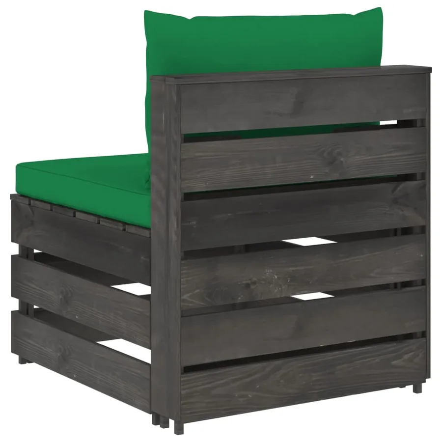 Canapé central sectionnel avec coussins Bois imprégné de gris - 4