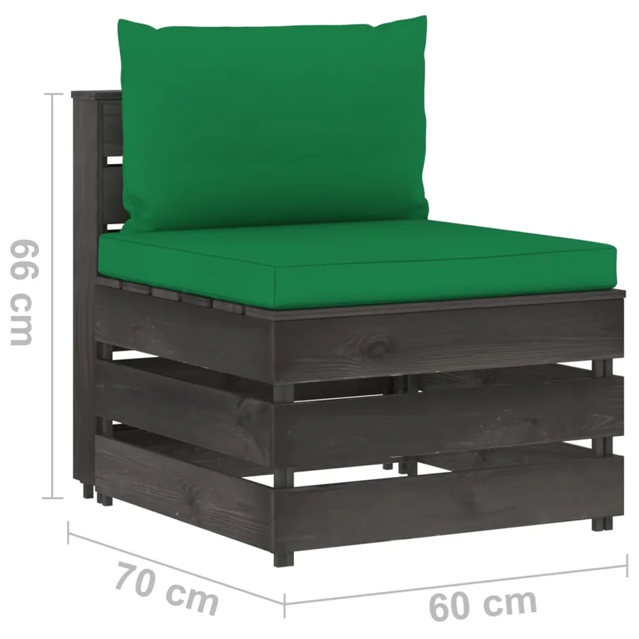 Canapé central sectionnel avec coussins Bois imprégné de gris - 6