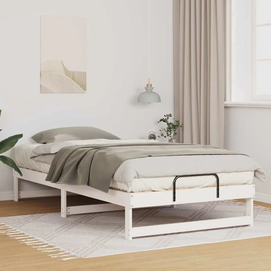 Cadre de lit Blanc 100 x 210 cm Pin massif