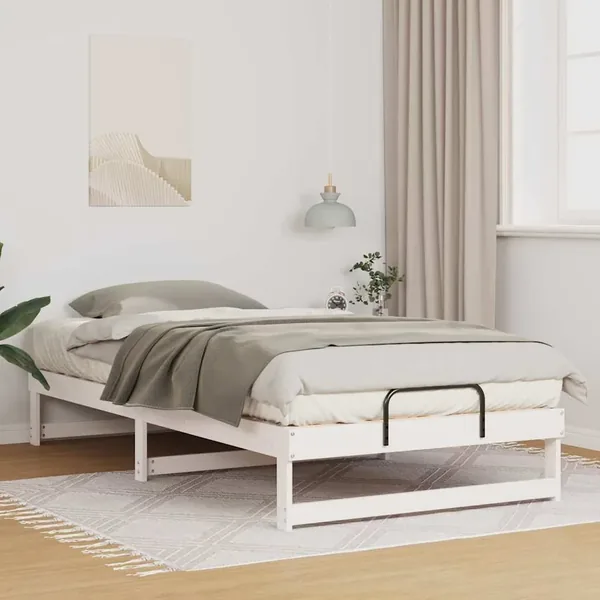 Cadre de lit Blanc 100 x 210 cm Pin massif