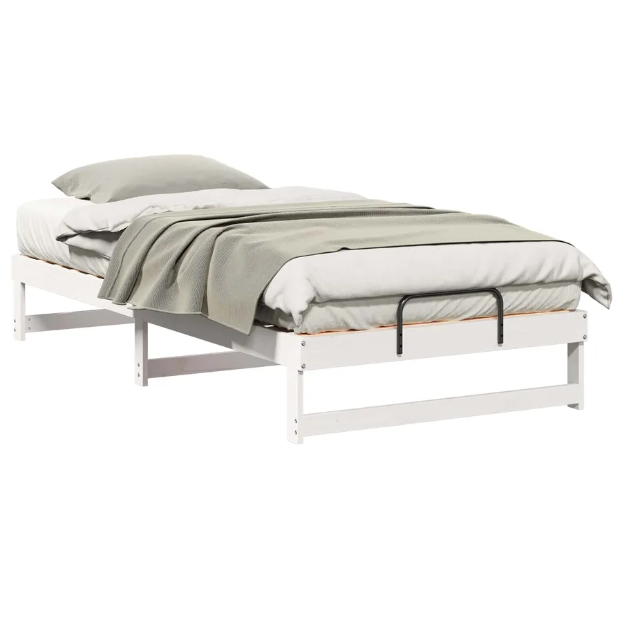 Cadre de lit Blanc 100 x 210 cm Pin massif - 2