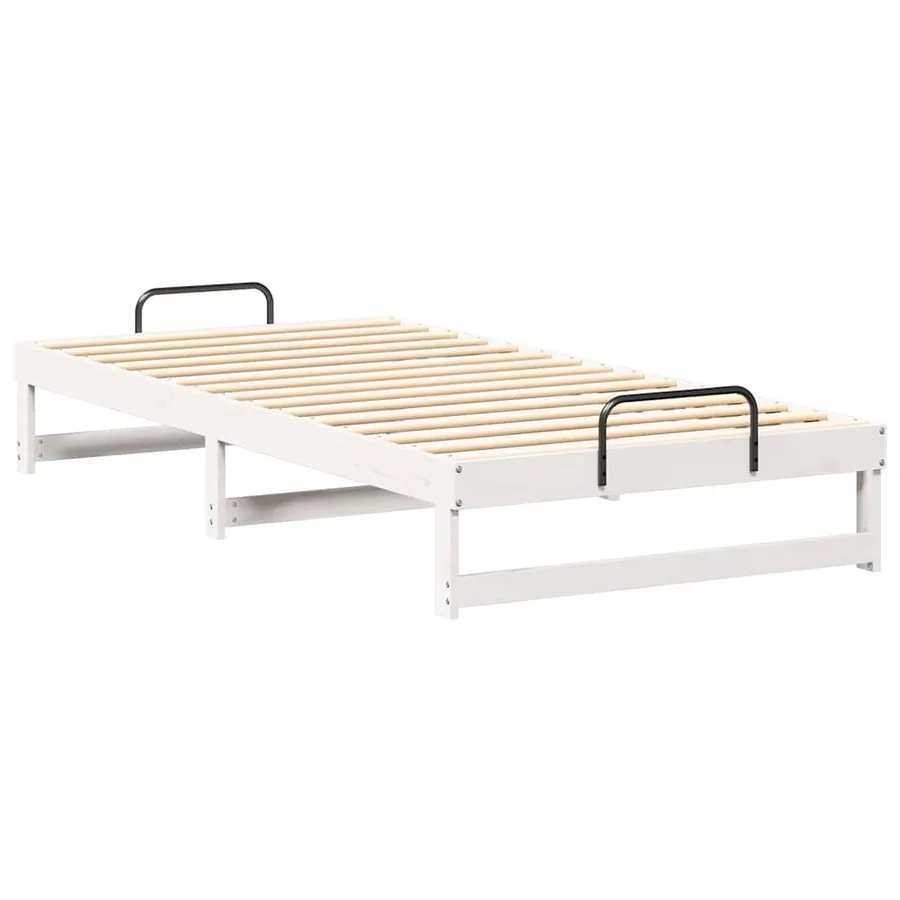 Cadre de lit Blanc 100 x 210 cm Pin massif - 4