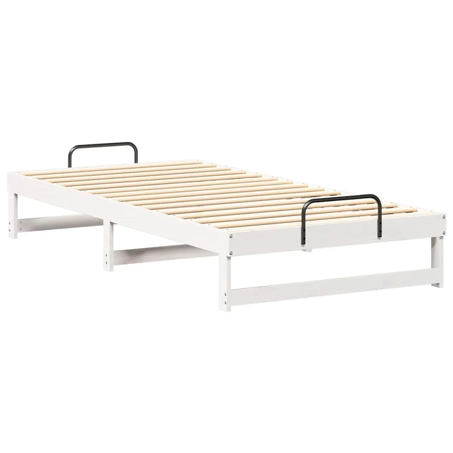 Cadre de lit Blanc 100 x 210 cm Pin massif - 7