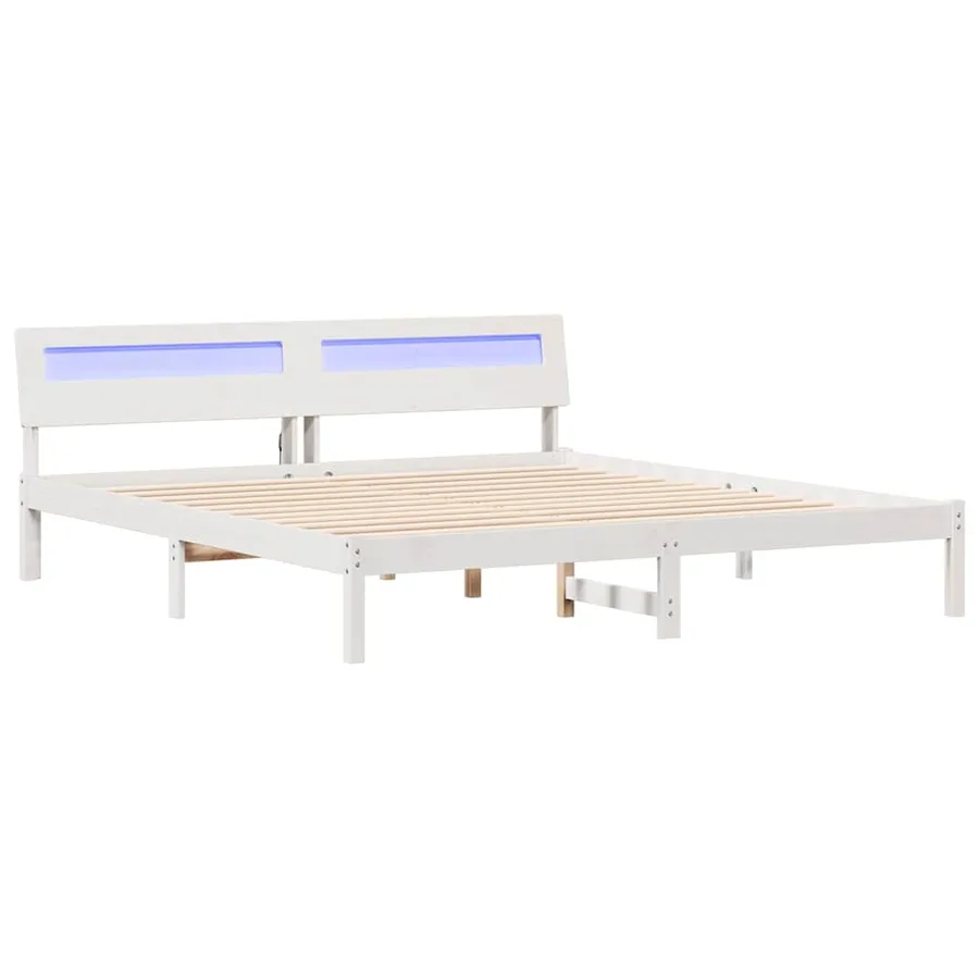 Cadre de lit avec tête de lit Blanc 180 x 200 cm Pin massif - 2