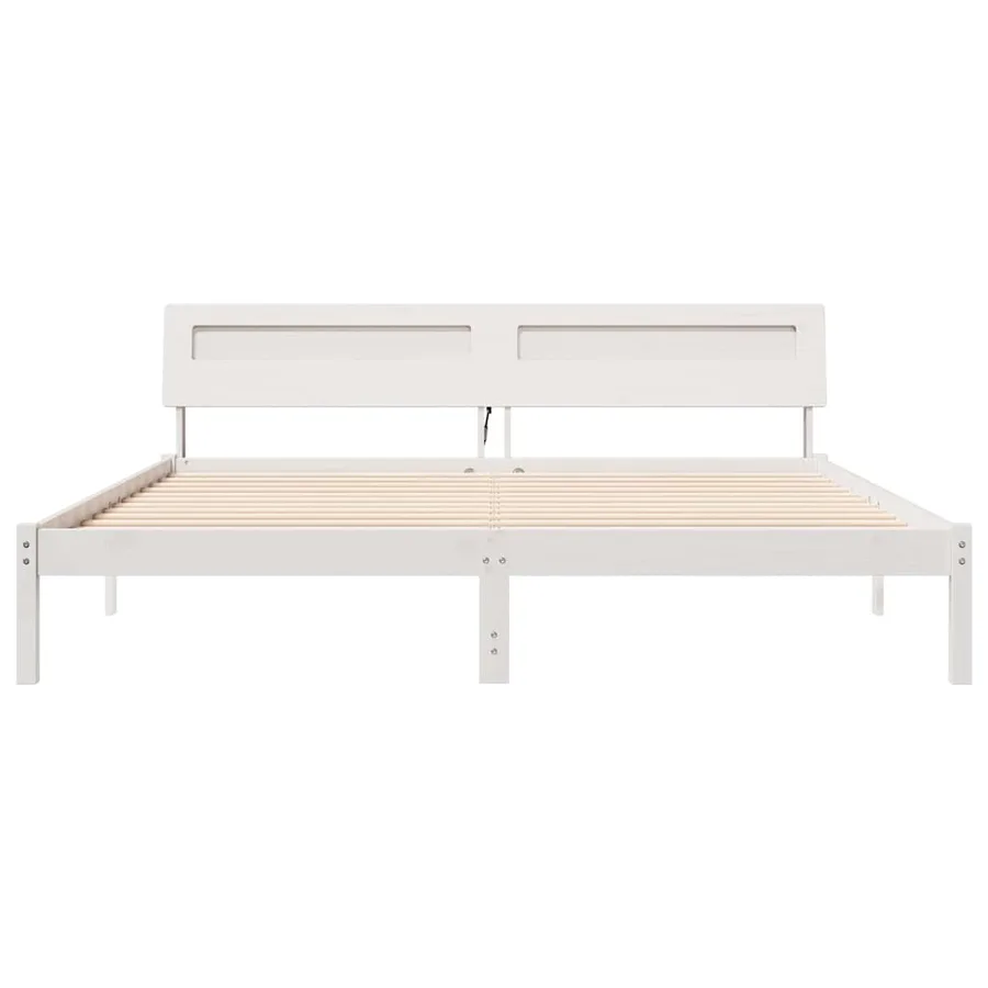 Cadre de lit avec tête de lit Blanc 180 x 200 cm Pin massif - 5