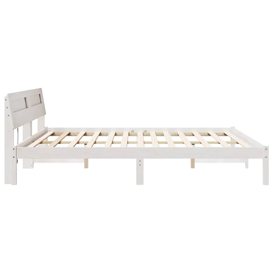 Cadre de lit avec tête de lit Blanc 180 x 200 cm Pin massif - 6