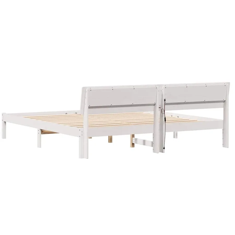Cadre de lit avec tête de lit Blanc 180 x 200 cm Pin massif - 7