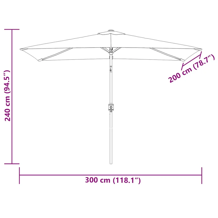 Parasol 200 x 300 cm Vert Rectangulaire - 10