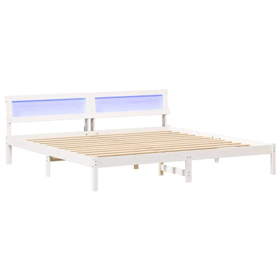 Cadre de lit avec tête de lit Blanc 180 x 200 cm Pin massif - 2