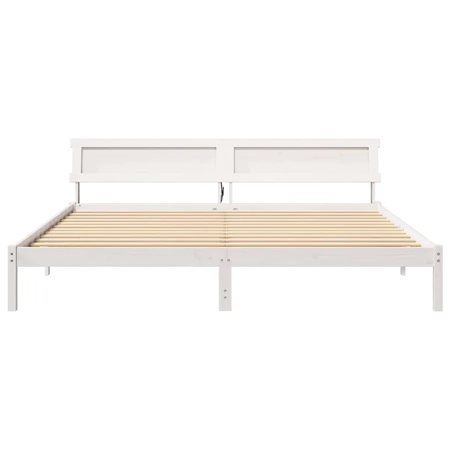 Cadre de lit avec tête de lit Blanc 180 x 200 cm Pin massif - 5