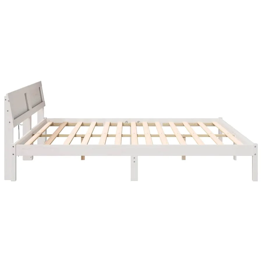 Cadre de lit avec tête de lit Blanc 180 x 200 cm Pin massif - 6