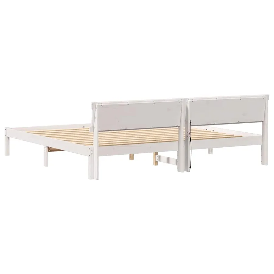 Cadre de lit avec tête de lit Blanc 180 x 200 cm Pin massif - 7