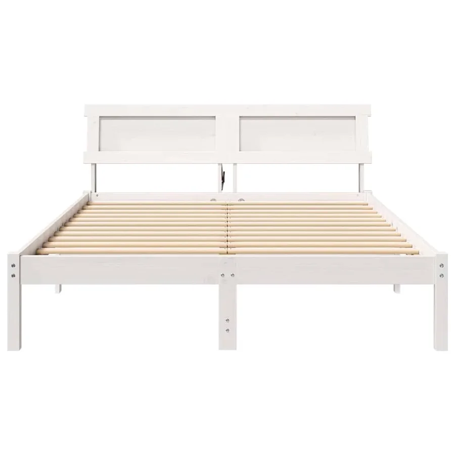 Cadre de lit avec tête de lit Blanc 120 x 190 cm Pin massif - 5