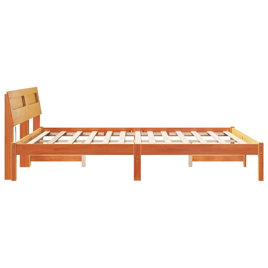 Cadre de lit avec tête de lit Brun cire 150 x 200 cm Pin massif - 6