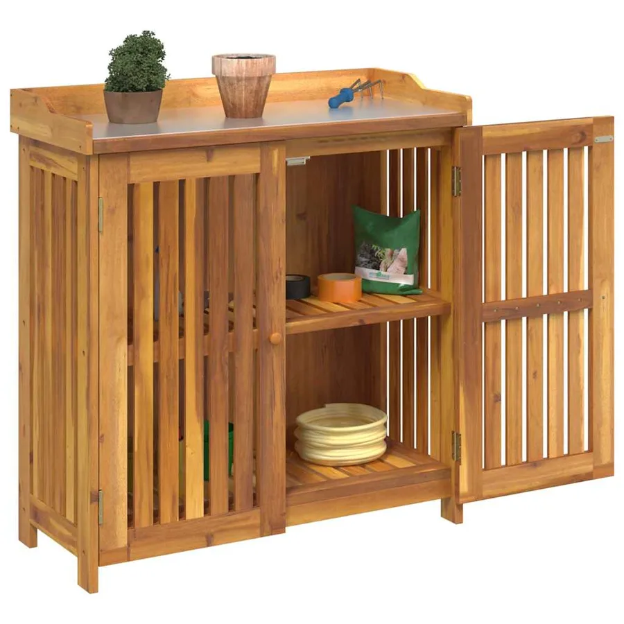 Armoire de jardin Naturel 93 x 41,5 x 98cm Bois d'Acacia Massif - 3
