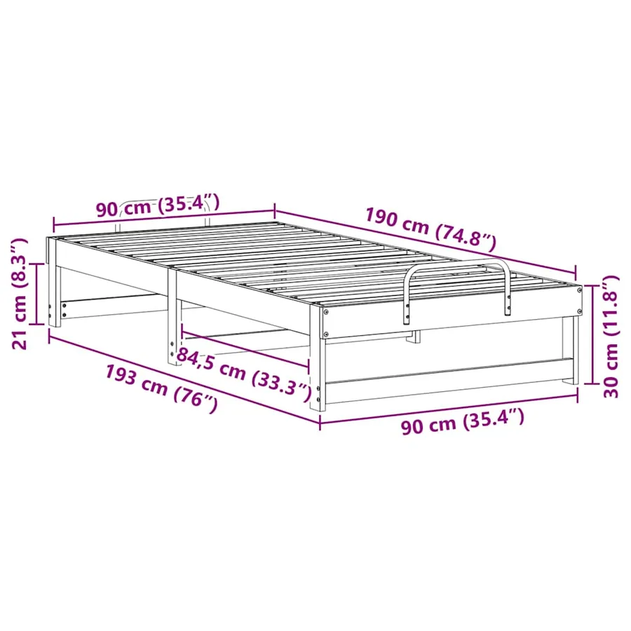 Cadre de lit Marron 90 x 190 cm Pin massif - 10