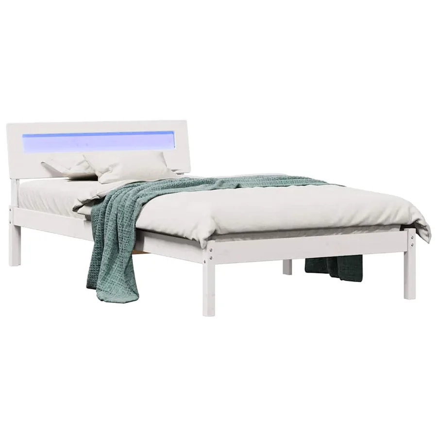 Cadre de lit avec tête de lit Blanc 75 x 190 cm Pin massif - 3