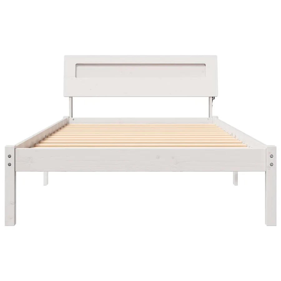 Cadre de lit avec tête de lit Blanc 75 x 190 cm Pin massif - 5
