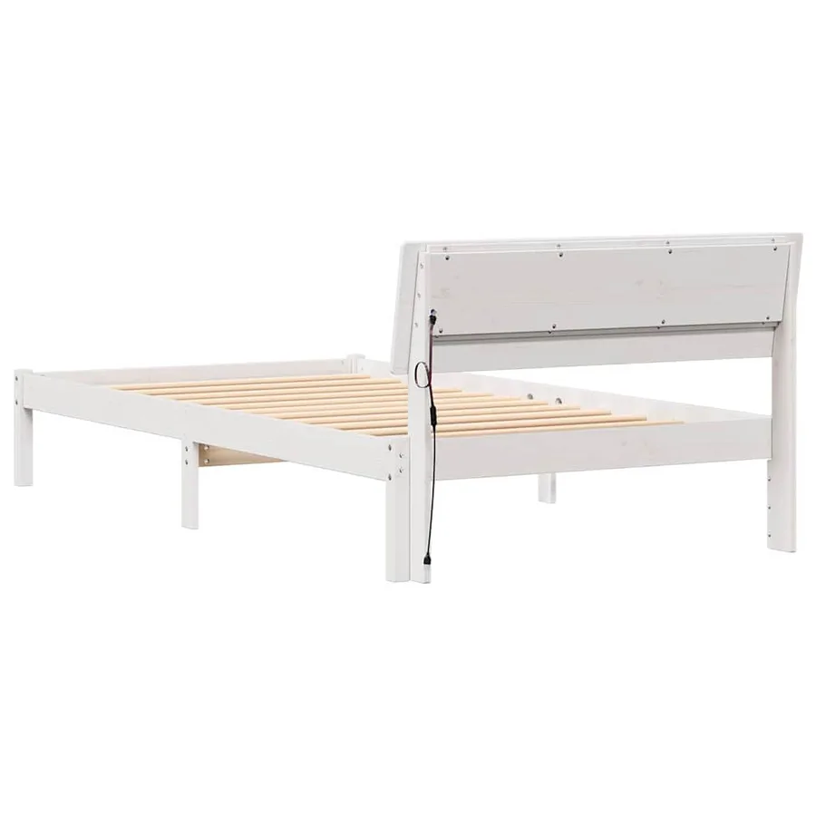 Cadre de lit avec tête de lit Blanc 75 x 190 cm Pin massif - 7
