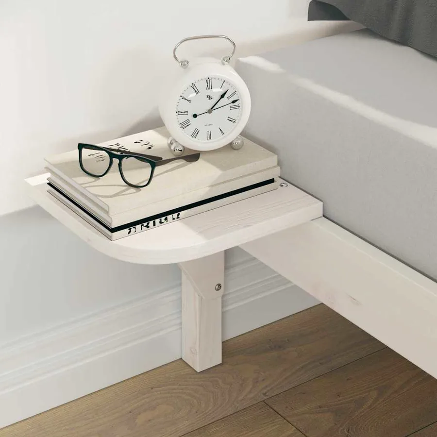Cadre de lit avec tables de chevet Blanc 140 x 220 cm - 4