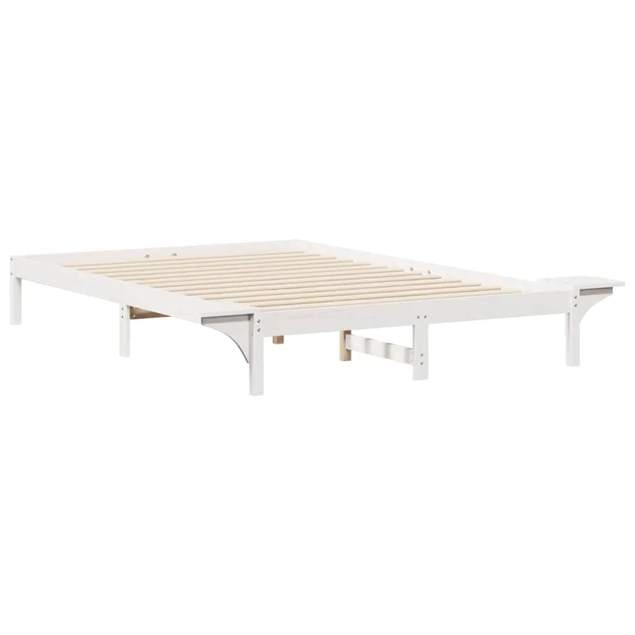 Cadre de lit avec tables de chevet Blanc 140 x 220 cm - 7