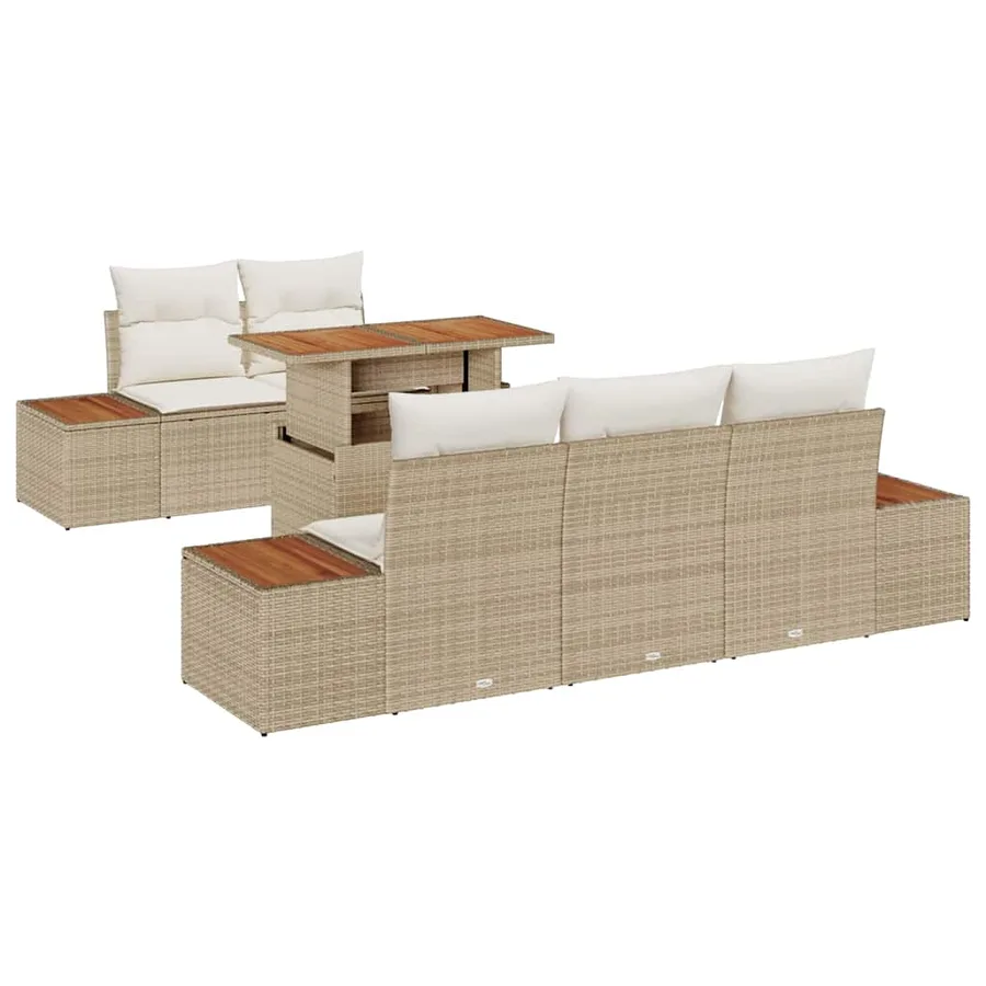 Ensemble de canapé de jardin 6 pcs Beige Poly rotin - 2