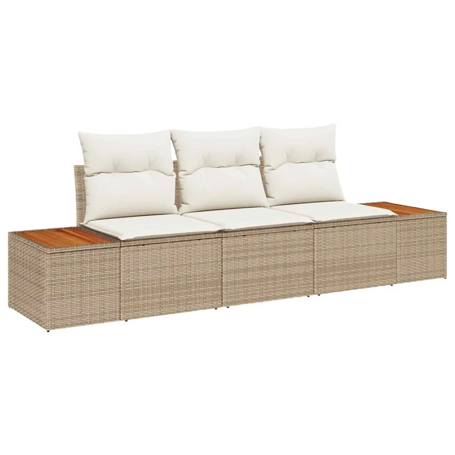 Ensemble de canapé de jardin 3 pcs beige et crème Poly rotin - 2