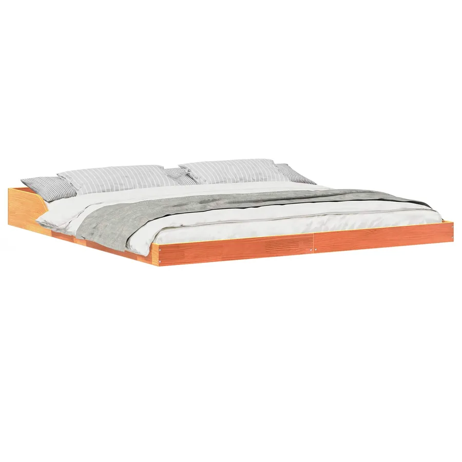 Cadre de lit Brun cire 200 x 220 cm Pin massif - 2